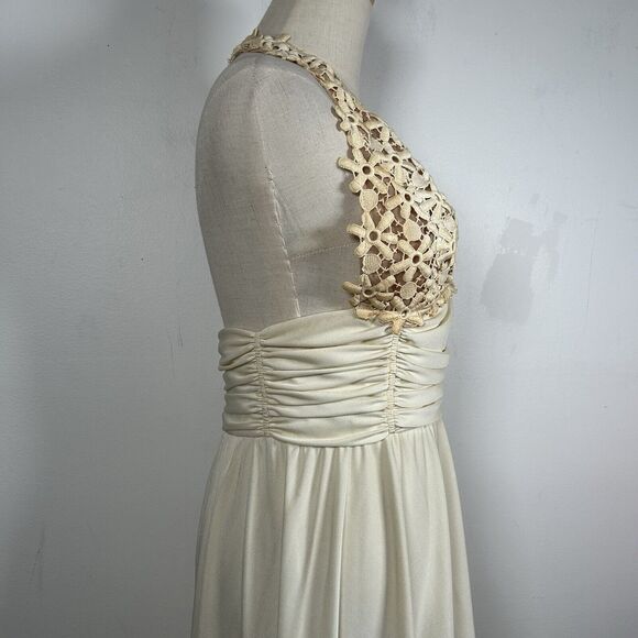 VTG Lilli Diamond of California Long Maxi Dress Gown Lace Halter Size Small 80s - Picture 3 of 10